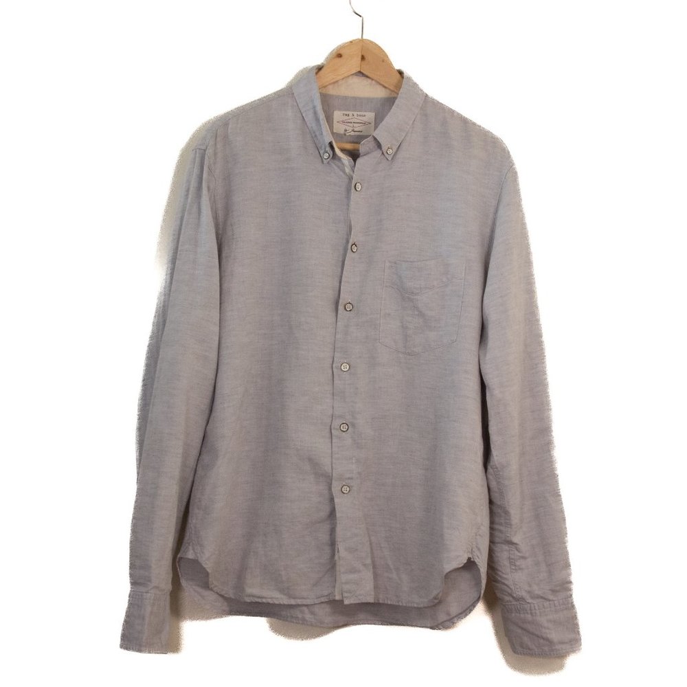 Rag & Bone NY Tailored Workwear Mens Gray Casual Button Shirt ~ Size L